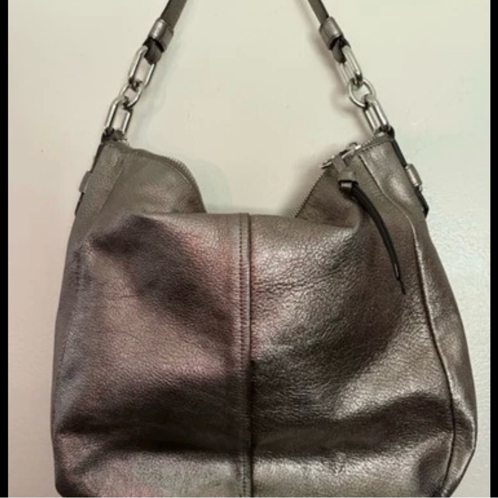Coach Chelsea Ashlyn‎ Metallic Pewter Pebbled Leather Shoulder Bag 18211 - Picture 4 of 6